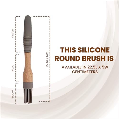Sabichi Silicone Round Brush | Versatile Tool Created for Cooking, Baking, Basting, Grilling and BBQ | Natural Bamboo Handle | Ideal for Glazing and Coating (Round) - Image 2