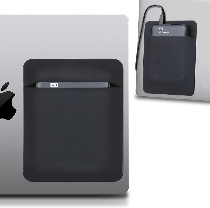 Lacdo Portable External Hard Drive Case, Hard Drive Sleeve for Laptop, Stick on Pouch Holder with Reusable Adhesive, Fit 2.5" Seagate, WD, Toshiba External HDD, SSD, Wireless Mouse, Cable, Black - Image 1