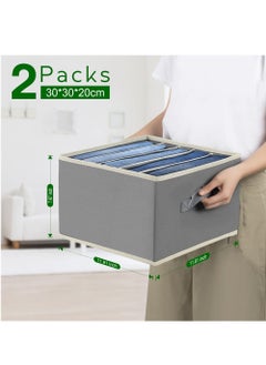 Y&D Wardrobe Clothes Organizer, 2 Pack Foldable Jeans Drawer Closet Organizer with Handles, Organizers and Storage for Clothes, Jeans, Sweater, Grey  - Image 2