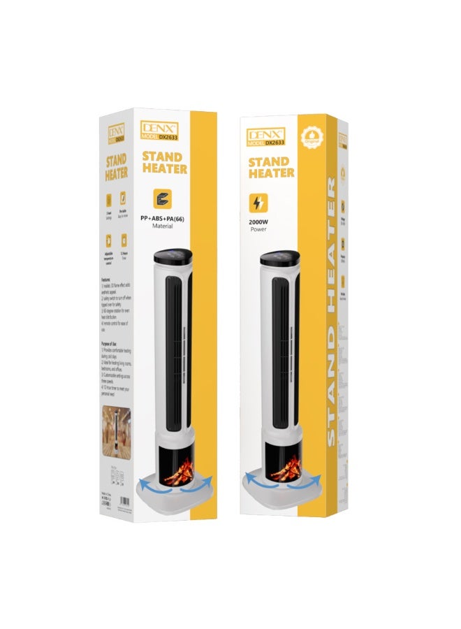 دينكس دفاية كهربائية عمودية 2000 واط – لهب ثلاثي الأبعاد، دوران 60°، 3 سرعات، نظام أمان متطور مفتاح حماية يفصل التشغيل تلقائيًا عند تعرض الدفاية للسقوط أو الانقلاب - Image 5