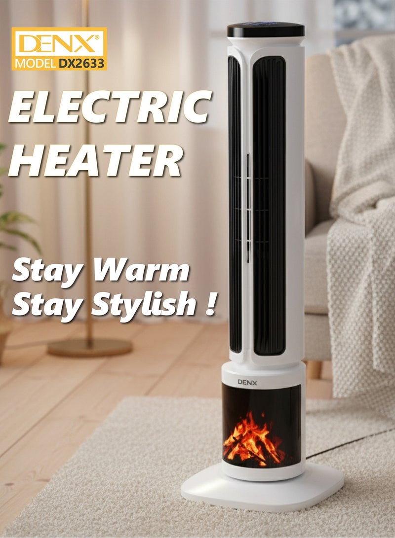 دينكس دفاية كهربائية عمودية 2000 واط – لهب ثلاثي الأبعاد، دوران 60°، 3 سرعات، نظام أمان متطور مفتاح حماية يفصل التشغيل تلقائيًا عند تعرض الدفاية للسقوط أو الانقلاب - Image 4