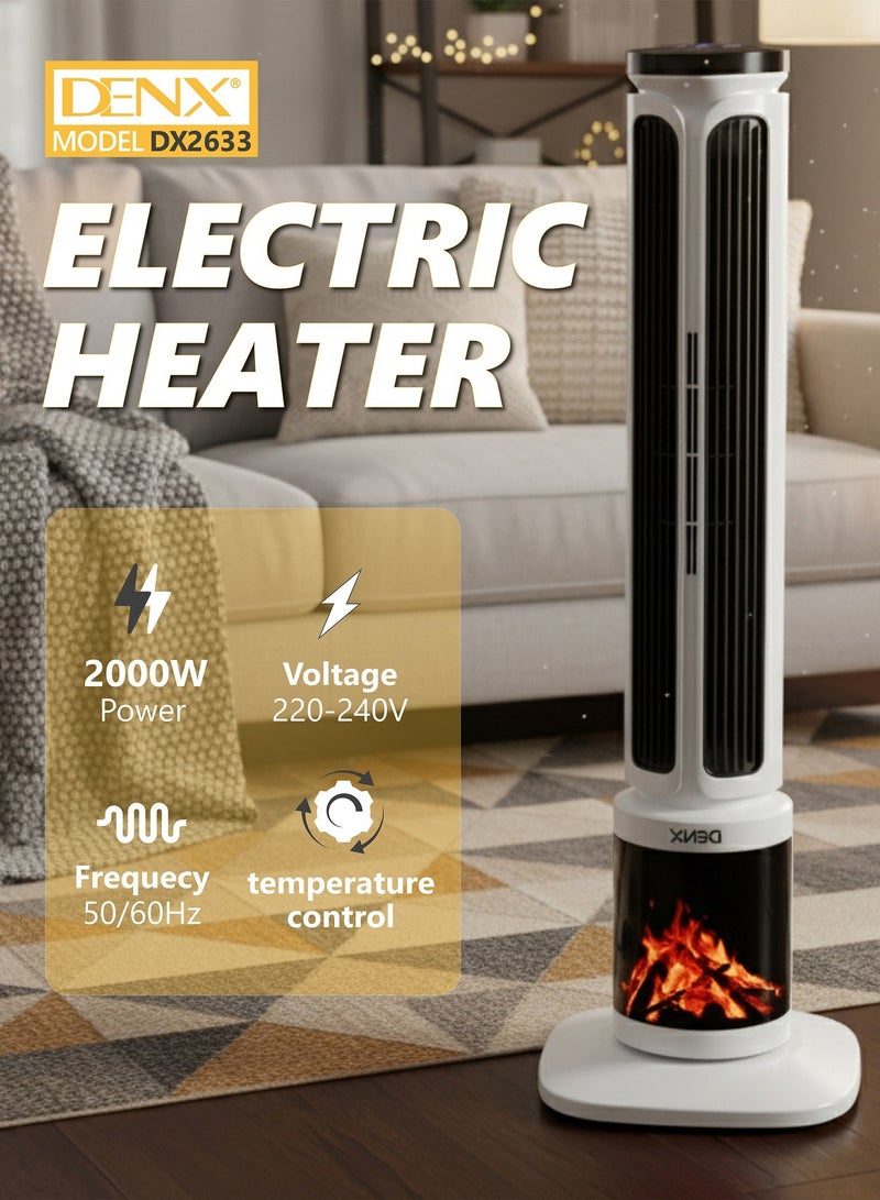 دينكس دفاية كهربائية عمودية 2000 واط – لهب ثلاثي الأبعاد، دوران 60°، 3 سرعات، نظام أمان متطور مفتاح حماية يفصل التشغيل تلقائيًا عند تعرض الدفاية للسقوط أو الانقلاب - Image 3