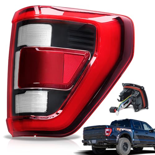 STRAUTOS LED Tail Lights Compatible With Ford F150 2021 2022 2023 Raptor With Blind Spot Rear Brake Lamp Signal Assembly (Black Housing Right Passenger Side) - Image 1