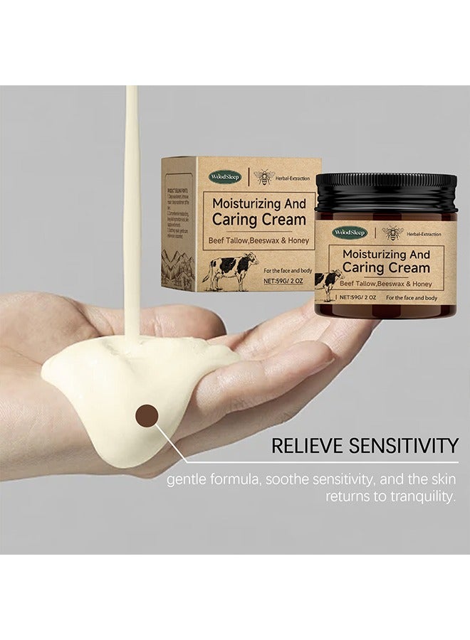 WoodSleep Moisturizing And Caring Cream-Beef Tallow,Beeswax & Honey,Deep Moisturizing Skin, Speed Up Metabolism,Reduce Fine Dry Lines, For the Face and Body (59g/2OZ) - Image 3