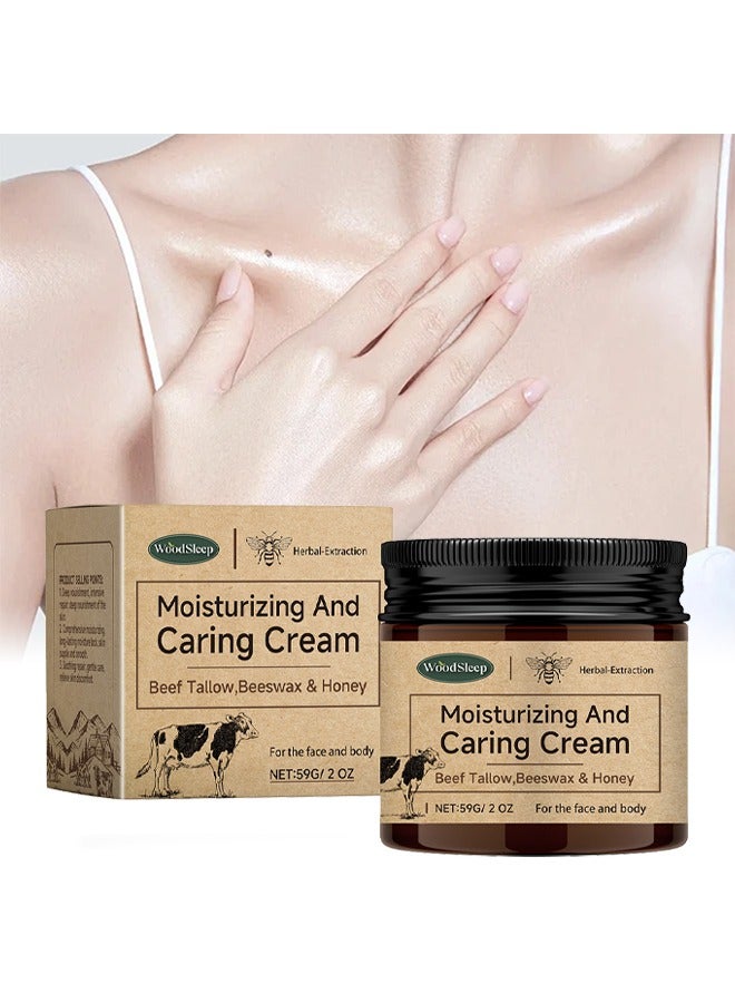 WoodSleep Moisturizing And Caring Cream-Beef Tallow,Beeswax & Honey,Deep Moisturizing Skin, Speed Up Metabolism,Reduce Fine Dry Lines, For the Face and Body (59g/2OZ) - Image 1