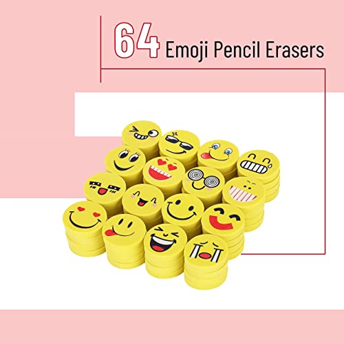 Mr. Pen Mr Pen Mini Erasers Bulk for Kids 64 Pack 1 Inch Diameter Small Fun Smiley Round Eraser for Classroom Rewards Fillers Goodie Bag Stuffers Party Favors - Image 3