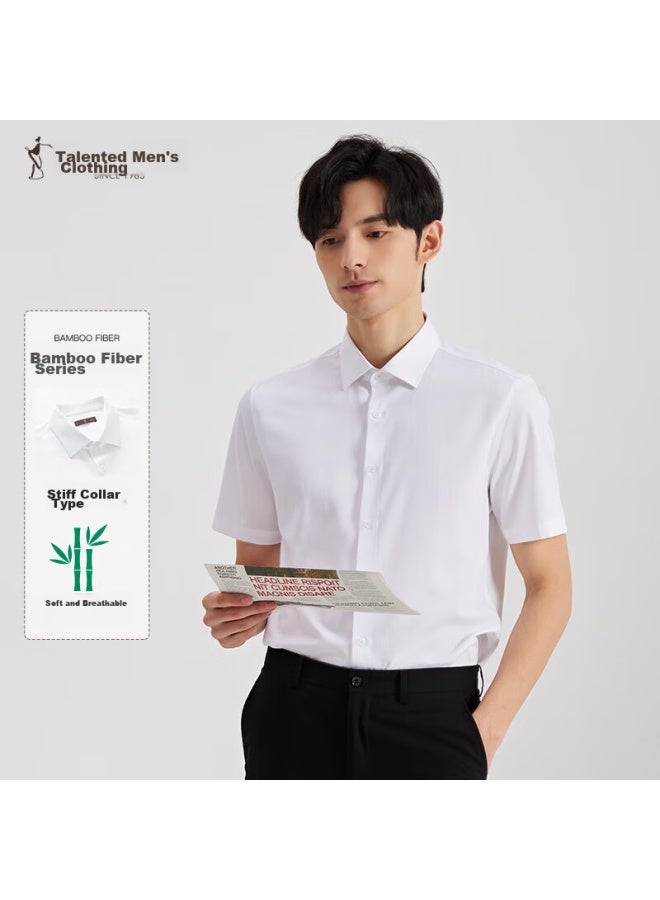 TRIES (Tries) [Bamboo Fiber] Men'S Short-Sleeve Shirt, Summer Professional Business Solid Color Shirt, Cool And Smooth, Breathable - Image 1