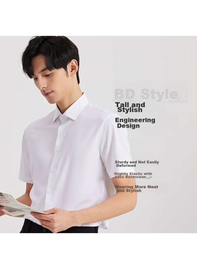 TRIES (Tries) [Bamboo Fiber] Men'S Short-Sleeve Shirt, Summer Professional Business Solid Color Shirt, Cool And Smooth, Breathable - Image 2
