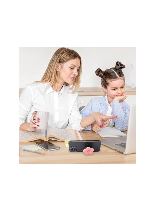 Green Tiger Daisy Flower Phone Grip Holder, Collapsible Expandable Silicone Phone Grip, Cute 2D Phone Back Holder Grip, Cell Phone Grip for Smartphone, Tablet Cell, Phone Accessories Grip(Pink) - Image 2