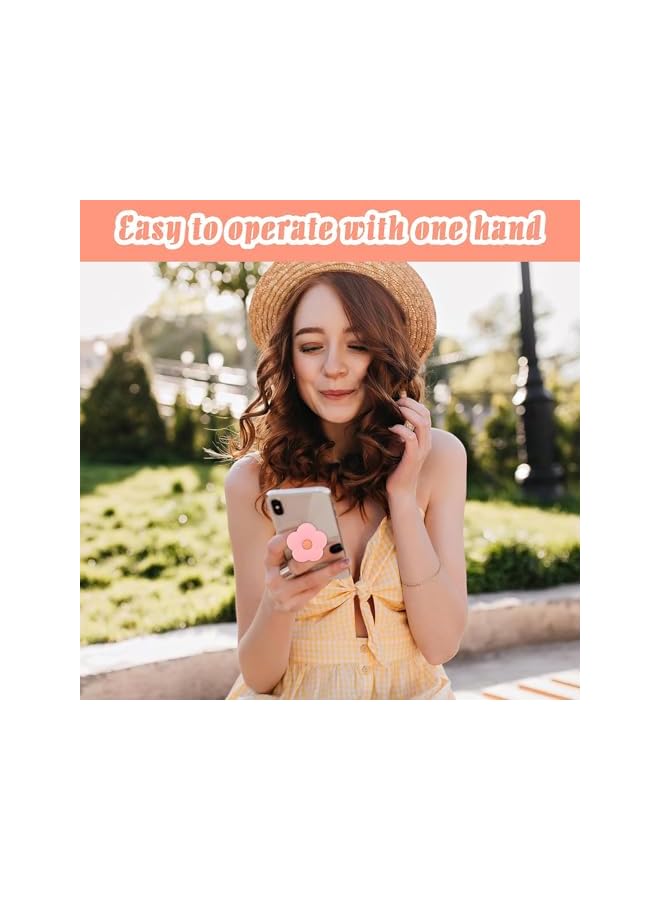 Green Tiger Daisy Flower Phone Grip Holder, Collapsible Expandable Silicone Phone Grip, Cute 2D Phone Back Holder Grip, Cell Phone Grip for Smartphone, Tablet Cell, Phone Accessories Grip(Pink) - Image 3