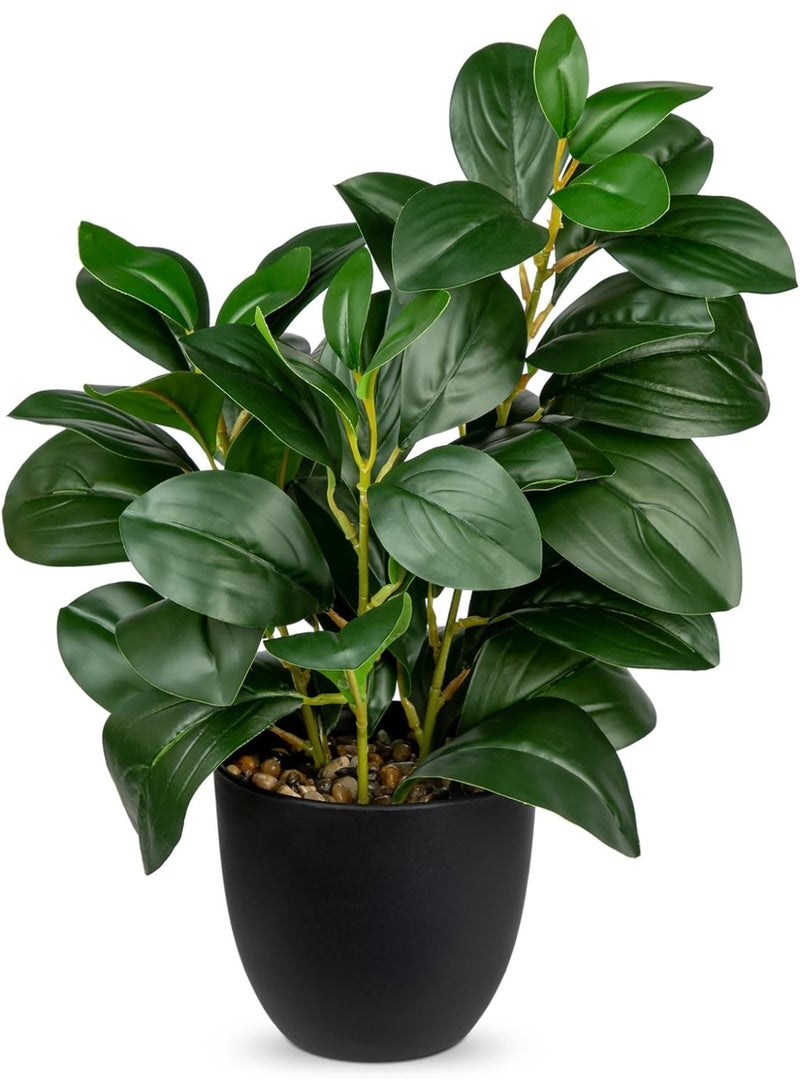Artificial Potted Mini Camellia Plant, Faux Plastic Desk Plant with Vase, 14.2-inch Tall Indoor Decor - Image 1