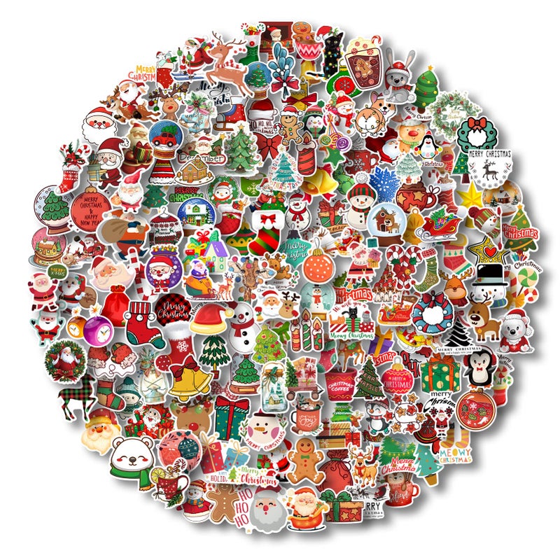 AOWDIAO Cute Merry Christmas Vinyl Stickers  200 Pcs for Water Bottles Scrapbooking Crafts Funny  Holiday Themed