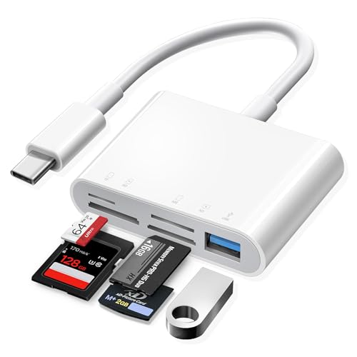 Oyuiasle USB C SD Card Reader, USB-C to SD MicroSD XD Picture MS Memory Stick Cards, Type C 5 Slots Memory Card Adapter for iPhone 15 iPad Mac Laptop MacBook and Android Galaxy More USBC Devices - Image 1