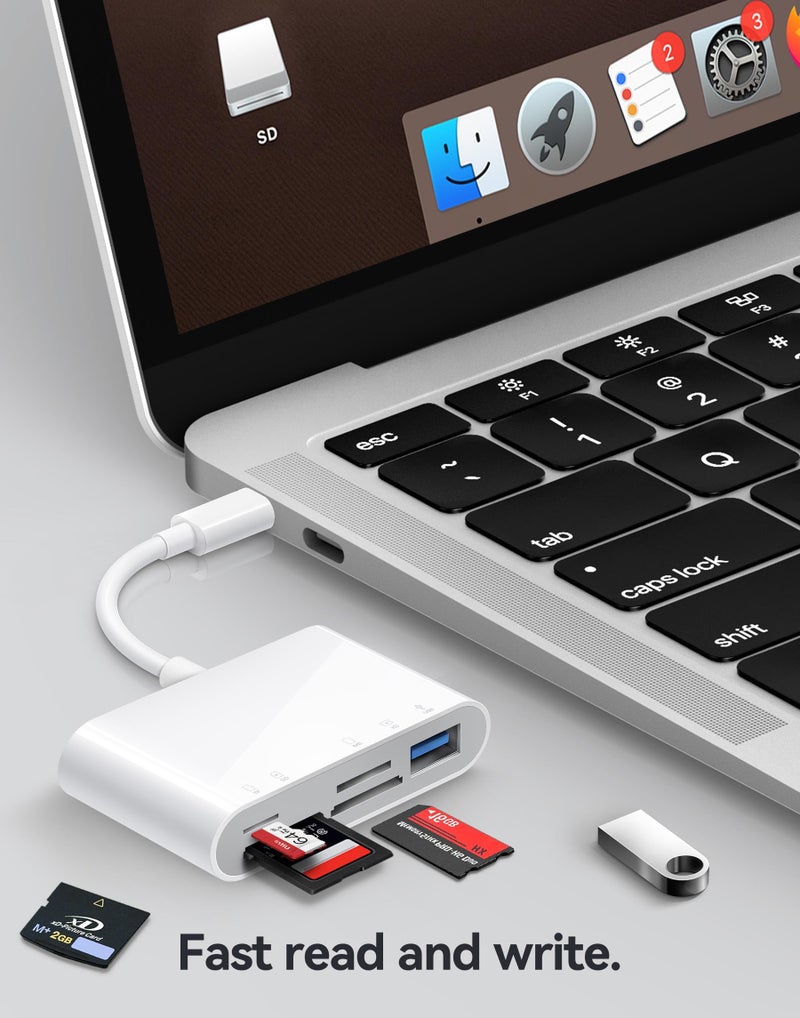 Oyuiasle USB C SD Card Reader, USB-C to SD MicroSD XD Picture MS Memory Stick Cards, Type C 5 Slots Memory Card Adapter for iPhone 15 iPad Mac Laptop MacBook and Android Galaxy More USBC Devices - Image 5