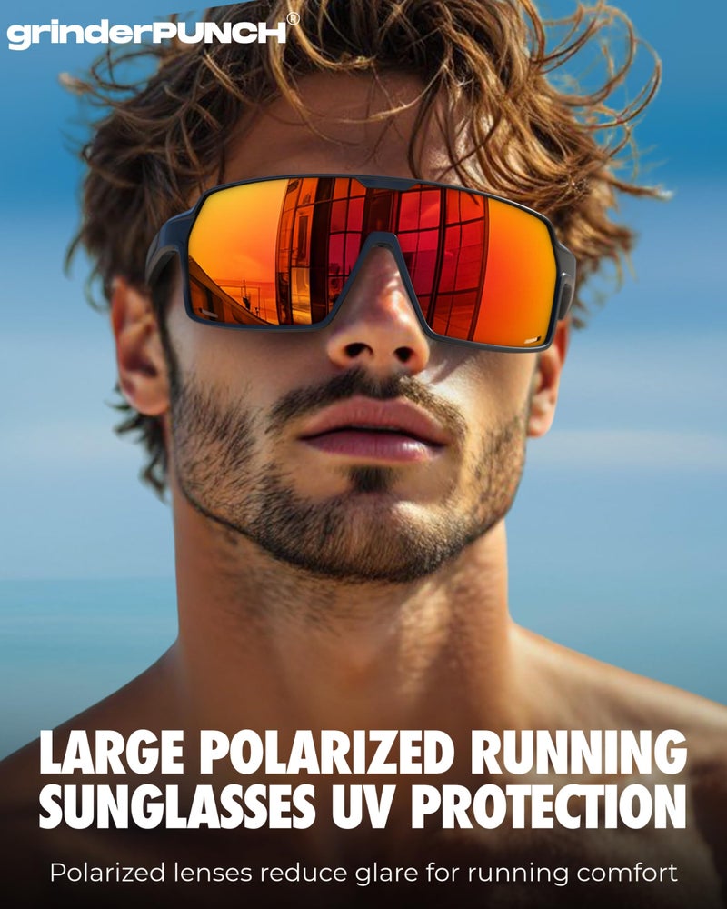 grinderPUNCH Polarized Sports Sunglasses for Men Women UV Protection Shades for Baseball Running Cycling Skiing & Pickleball (Red) - Image 2