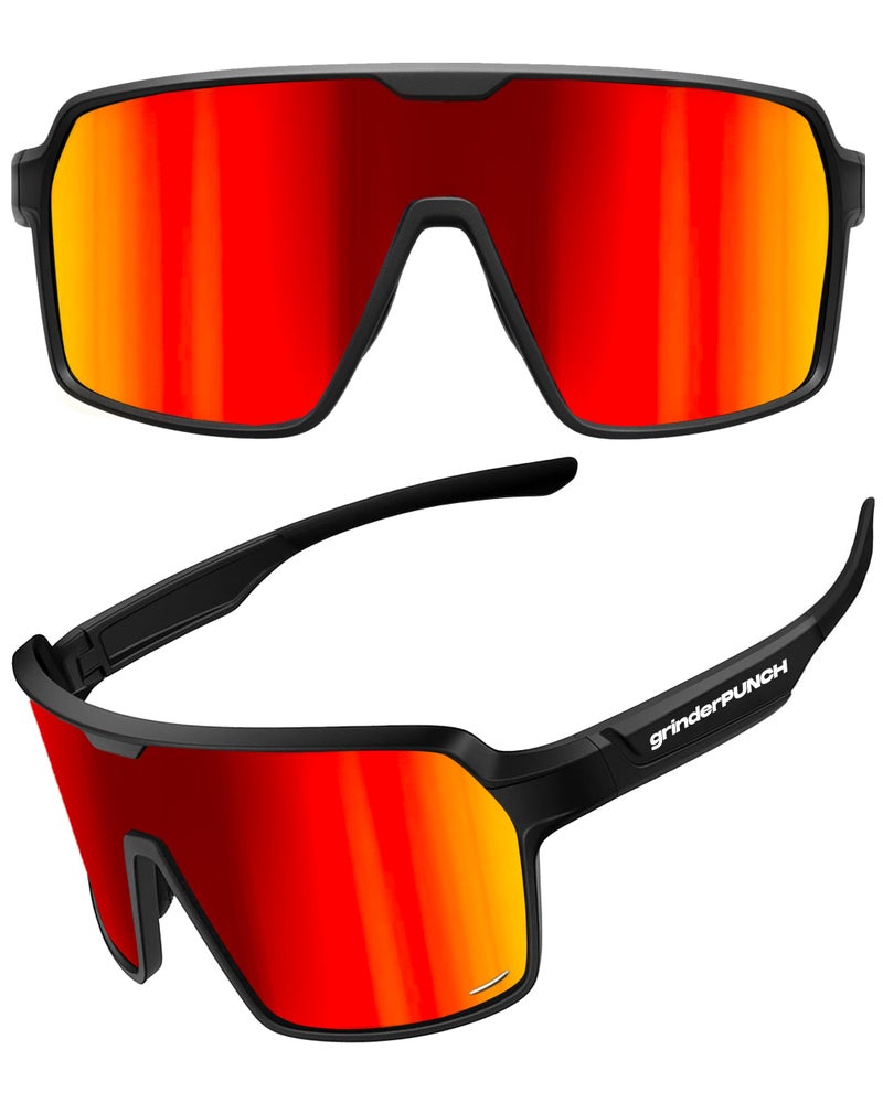 grinderPUNCH Polarized Sports Sunglasses for Men Women UV Protection Shades for Baseball Running Cycling Skiing & Pickleball (Red) - Image 1