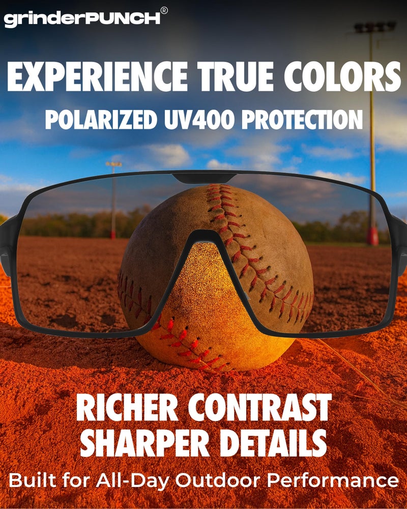 grinderPUNCH Polarized Sports Sunglasses for Men Women UV Protection Shades for Baseball Running Cycling Skiing & Pickleball (Red) - Image 4