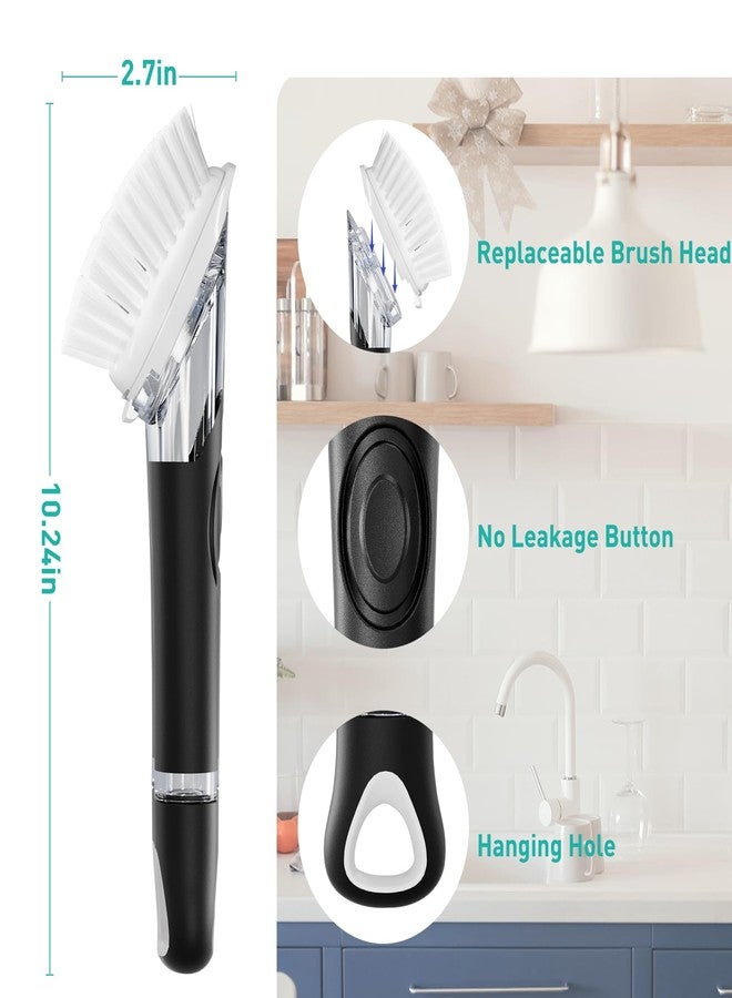 Pamrack Soap Dispensing Dish Brush, Dish Scrub Brush with Soap Dispenser, Dish Soap Brush for Dishes, Pans, Sink, Pots - Image 2