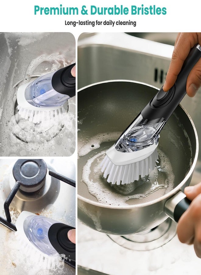 Pamrack Soap Dispensing Dish Brush, Dish Scrub Brush with Soap Dispenser, Dish Soap Brush for Dishes, Pans, Sink, Pots - Image 5