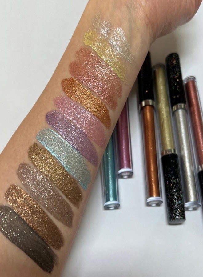 ONarisae Eyeshadow liquid Glitter Long Lasting Pigments Metals Gloss Shimmer Eyeshadow Glow Eye Makeup (Rosegold) - Image 4