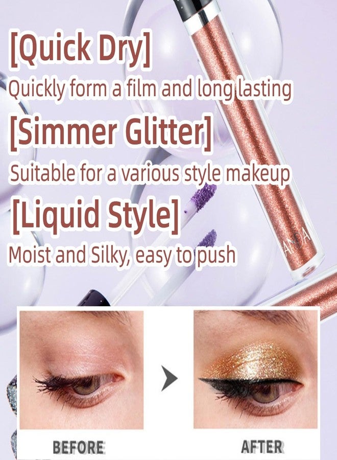 ONarisae Eyeshadow liquid Glitter Long Lasting Pigments Metals Gloss Shimmer Eyeshadow Glow Eye Makeup (Rosegold) - Image 2