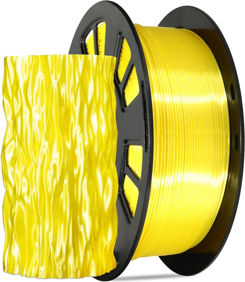Protomont TECHNOLOGIES FiLAMONT PLA Silk Filament 1.75mm, 3D Printer Filament, Shiny Silk 1.75 PLA Filament, 1kg(2.2Lbs)/Spool (Silk Yellow) - Image 1