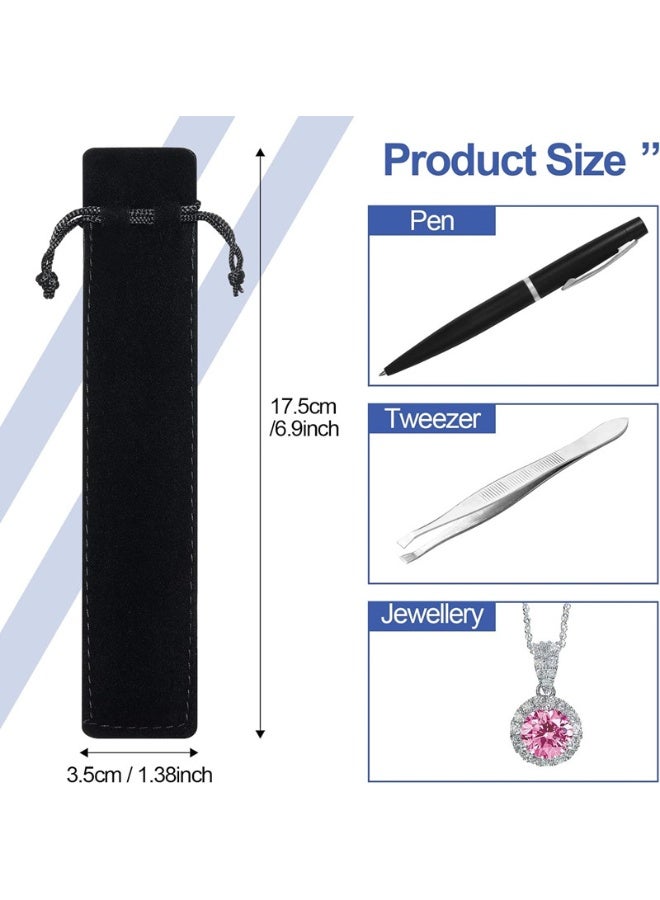 100 Pieces Velvet Pen Pouch Black Drawstring Pen Bag Black Pencil Case Pen Bag Soft Single Pen Sleeve Holder Home Decor Products for Student Adult Gifts School Office Business Supplies (100 Pieces) - Image 2