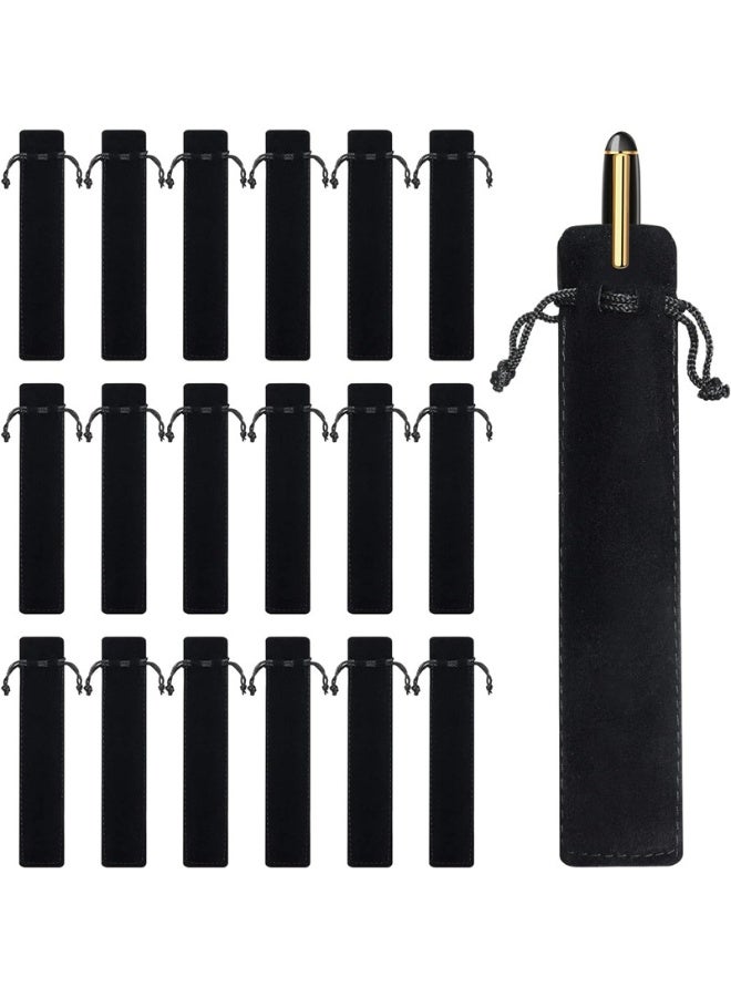 100 Pieces Velvet Pen Pouch Black Drawstring Pen Bag Black Pencil Case Pen Bag Soft Single Pen Sleeve Holder Home Decor Products for Student Adult Gifts School Office Business Supplies (100 Pieces) - Image 1