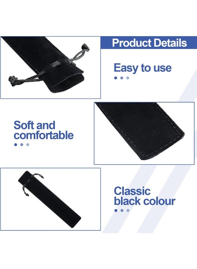 100 Pieces Velvet Pen Pouch Black Drawstring Pen Bag Black Pencil Case Pen Bag Soft Single Pen Sleeve Holder Home Decor Products for Student Adult Gifts School Office Business Supplies (100 Pieces) - Image 3
