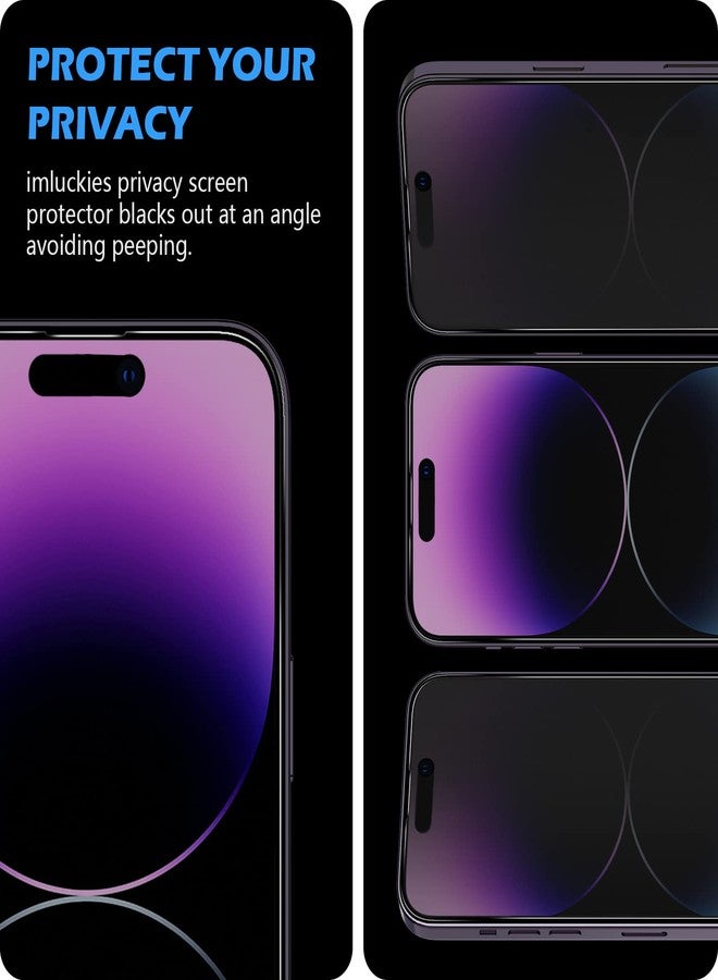 imluckies [2 Pack Matte Privacy Screen Protector for iPhone 14 Pro Max, Anti-Glare & Anti Fingerprint, Dynamic Island Compatible, Anti-Spy Private Tempered Glass Smooth Film, Easy Install 6.7" - Image 5