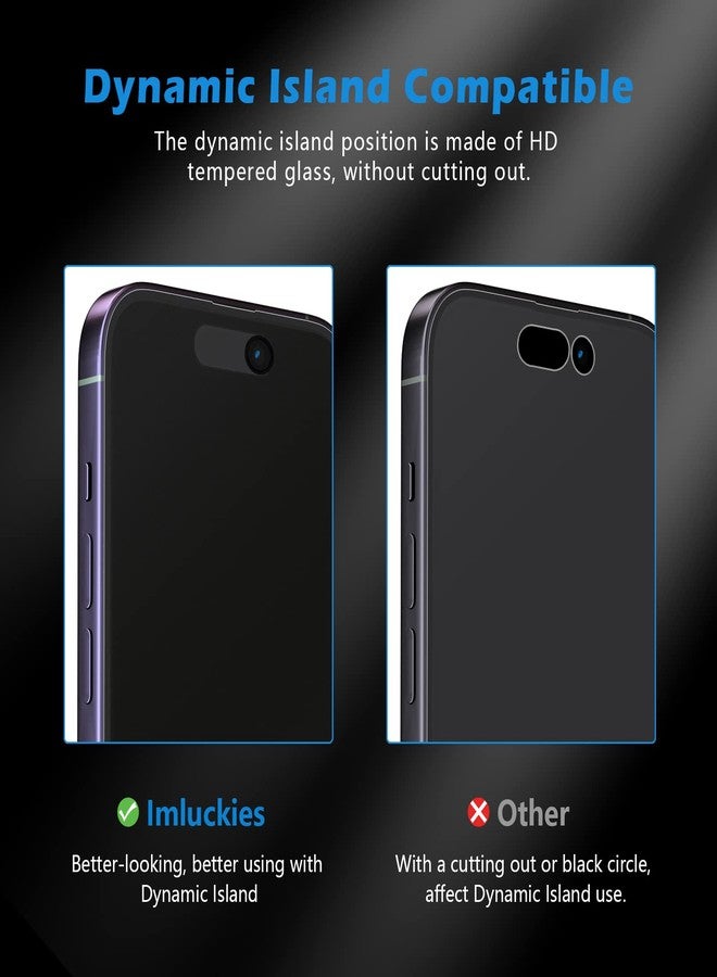 imluckies [2 Pack Matte Privacy Screen Protector for iPhone 14 Pro Max, Anti-Glare & Anti Fingerprint, Dynamic Island Compatible, Anti-Spy Private Tempered Glass Smooth Film, Easy Install 6.7" - Image 4