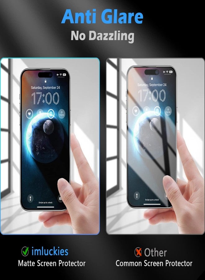 imluckies [2 Pack Matte Privacy Screen Protector for iPhone 14 Pro Max, Anti-Glare & Anti Fingerprint, Dynamic Island Compatible, Anti-Spy Private Tempered Glass Smooth Film, Easy Install 6.7" - Image 3