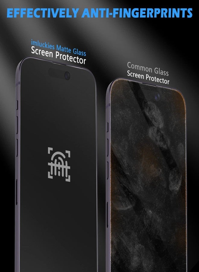 imluckies [2 Pack Matte Privacy Screen Protector for iPhone 14 Pro Max, Anti-Glare & Anti Fingerprint, Dynamic Island Compatible, Anti-Spy Private Tempered Glass Smooth Film, Easy Install 6.7" - Image 2