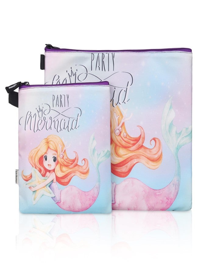 ECHO BOOMERS New Twin Mermaid Printed Combo Folder Set Jr. | A4 & Mini Water-Resistant Folders | Cushioned, Padded, Stylish & Washable | Perfect for Documents, Gadgets, Art Supplies, Travel & Kids Accessories - Image 1