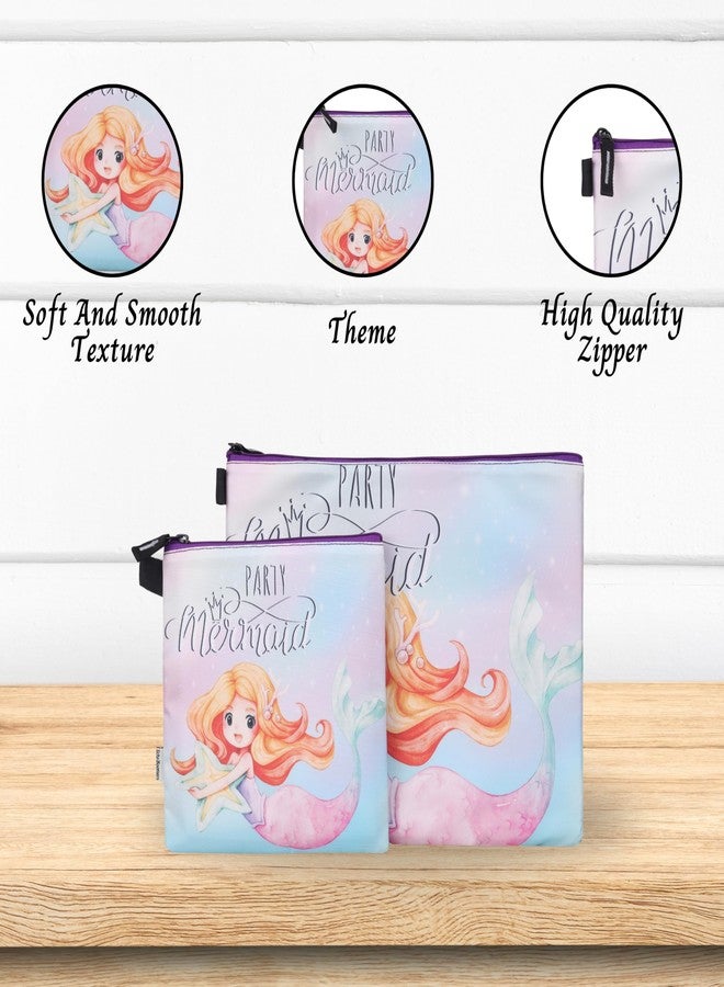 ECHO BOOMERS New Twin Mermaid Printed Combo Folder Set Jr. | A4 & Mini Water-Resistant Folders | Cushioned, Padded, Stylish & Washable | Perfect for Documents, Gadgets, Art Supplies, Travel & Kids Accessories - Image 5