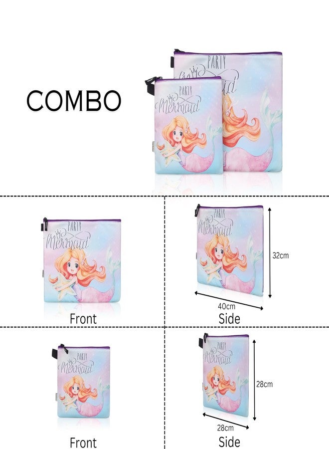 ECHO BOOMERS New Twin Mermaid Printed Combo Folder Set Jr. | A4 & Mini Water-Resistant Folders | Cushioned, Padded, Stylish & Washable | Perfect for Documents, Gadgets, Art Supplies, Travel & Kids Accessories - Image 4