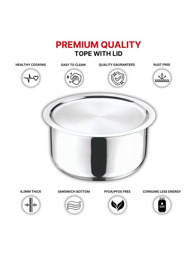 VINOD Vinod Stainless Steel 304 Grade Tope/Patila/Topiya with Lid - Diameter 20 cm, Capacity 3 Litre, Induction and Gas Stove Friendly, 2 Year Warranty, Silver  - Image 5