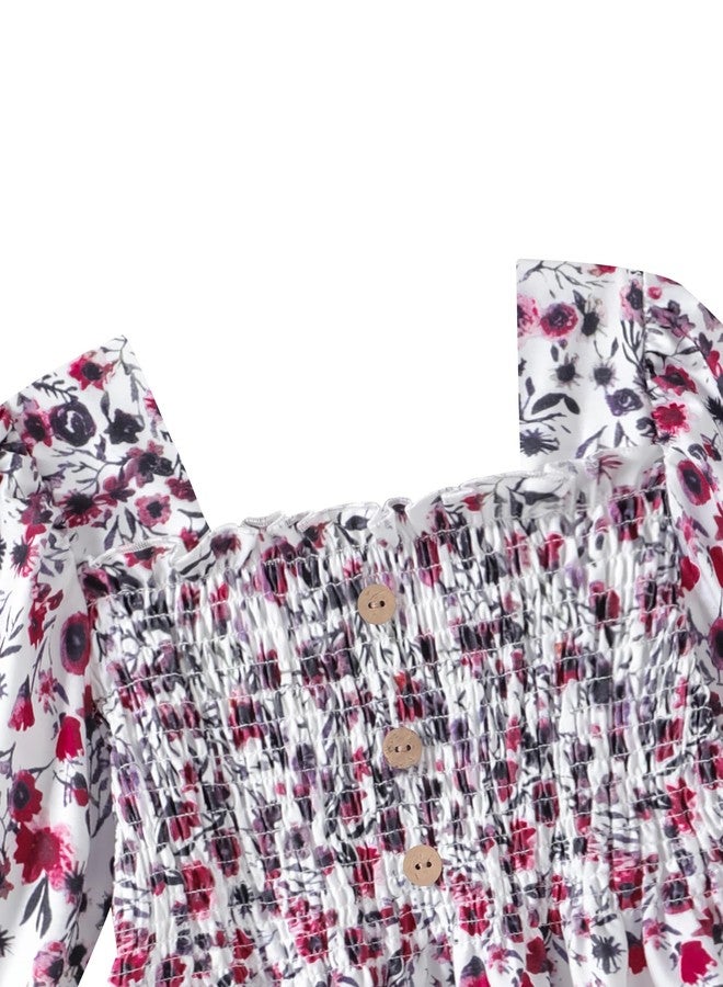 Perdeca Toddler Girl Fall Outfits Floral Square Neck Shirts Flared Jeans Toddler Girl Clothes 2T 3T - Image 4