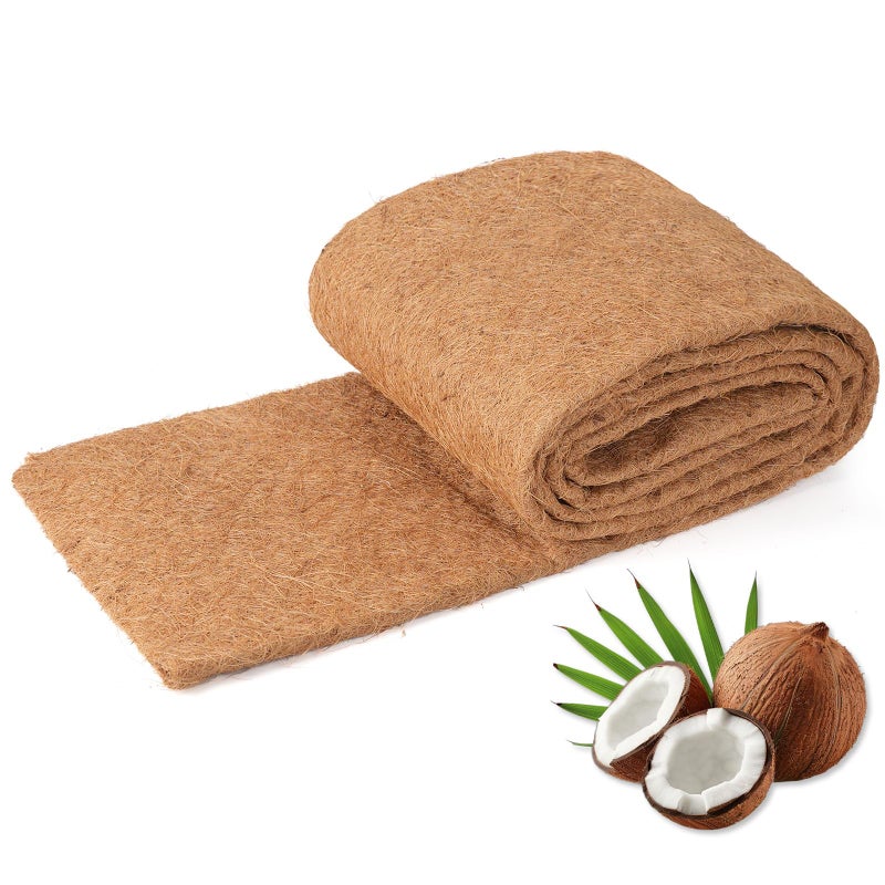 Dovesail Coco Liner Roll 24x160 Inch, Natural Coconut Liners for Planter Flower Basket, Thick Coco Fiber Mat for Hanging Basket, Garden Decoration, Animal Pet Pads, Reptile Carpet - Image 1
