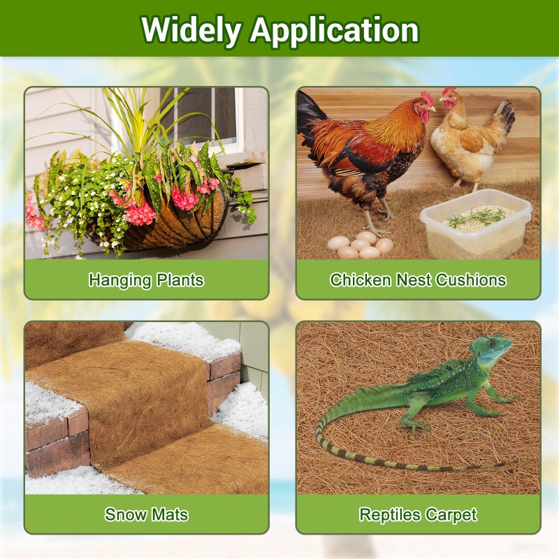 Dovesail Coco Liner Roll 24x160 Inch, Natural Coconut Liners for Planter Flower Basket, Thick Coco Fiber Mat for Hanging Basket, Garden Decoration, Animal Pet Pads, Reptile Carpet - Image 4