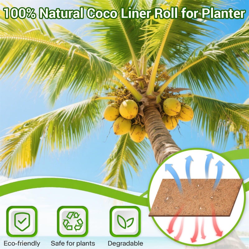 Dovesail Coco Liner Roll 24x160 Inch, Natural Coconut Liners for Planter Flower Basket, Thick Coco Fiber Mat for Hanging Basket, Garden Decoration, Animal Pet Pads, Reptile Carpet - Image 2