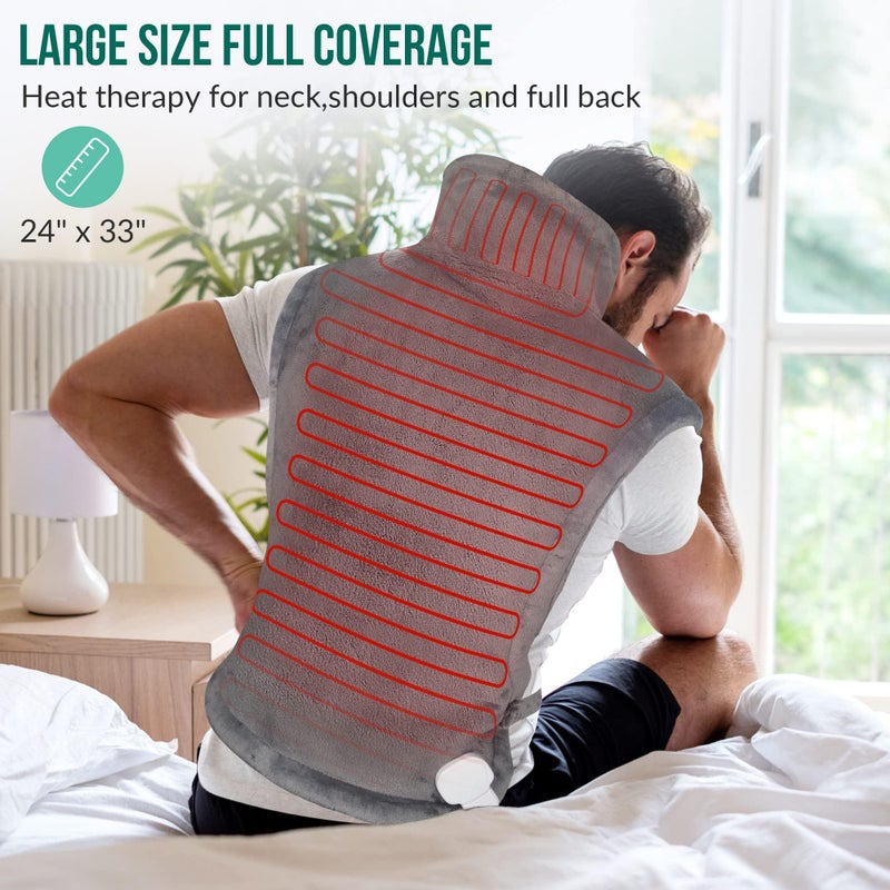 Snailax Heating Pad for Neck and Shoulders and Back, Large Heating Pad for Neck and Shoulders, Electric Heated Wrap, 6 Heat Settings & Auto Shut Off, Washable,Gifts - Image 2