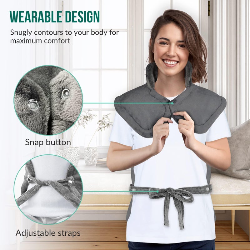 Snailax Heating Pad for Neck and Shoulders and Back, Large Heating Pad for Neck and Shoulders, Electric Heated Wrap, 6 Heat Settings & Auto Shut Off, Washable,Gifts - Image 4