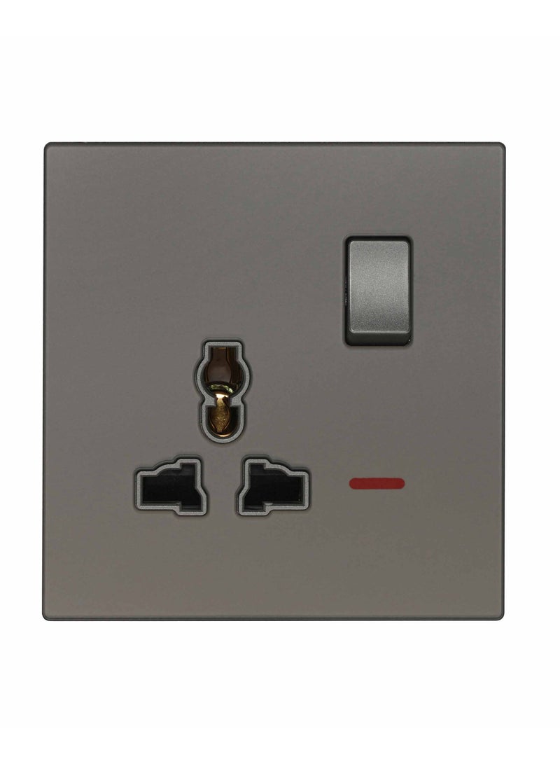 Donmarco Single MF Socket 13A – Ultra Thin Glass, Stylish and Durable, Fire-Resistant Electric Outlet, 15-Year Warranty, Multi-Function Socket (Grey) |Wall Socket Power Outlet  - Image 1