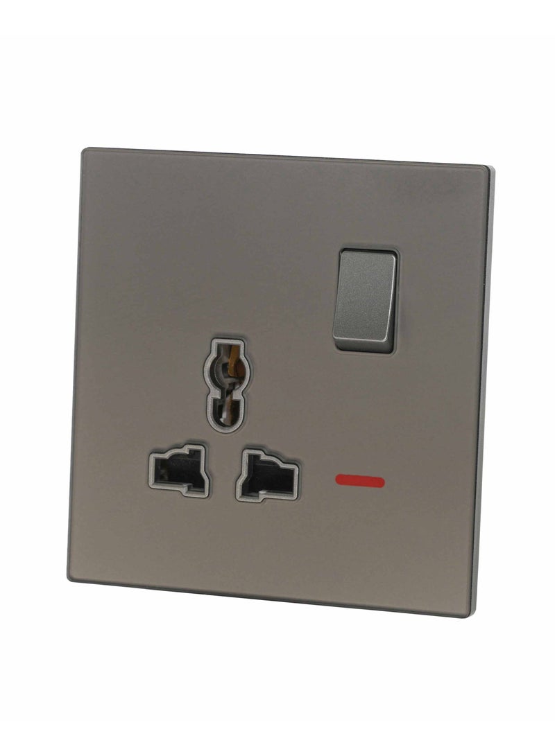 Donmarco Single MF Socket 13A – Ultra Thin Glass, Stylish and Durable, Fire-Resistant Electric Outlet, 15-Year Warranty, Multi-Function Socket (Grey) |Wall Socket Power Outlet  - Image 2