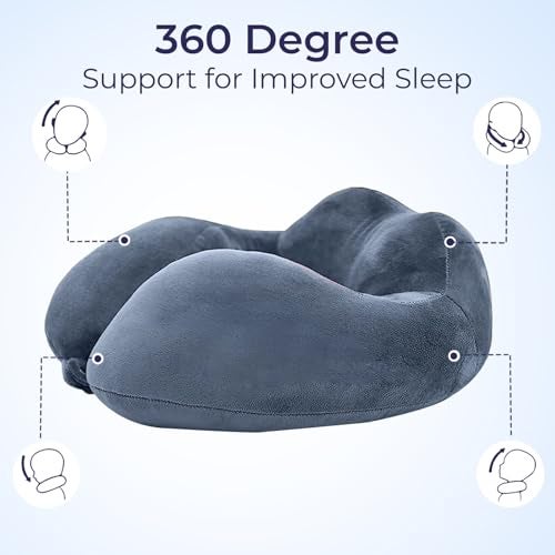Billebon Premium Fiber Filled Neck Pillow, Aeroplane Travel Pillow Neck Adjustable 360 Degree Support Headrest Neck Support Comfortable Pillow with Eye Mask - Image 5