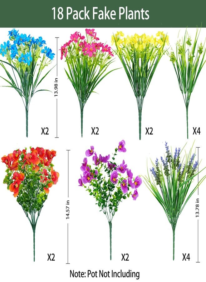 trytuny Artificial Flowers for Outdoor, 18 Bundle UV Resistant Fake Plants, Realistic Faux Silk Flowers for Outside Indoor Porch Patio Window Box Planter Home Decor - Image 3