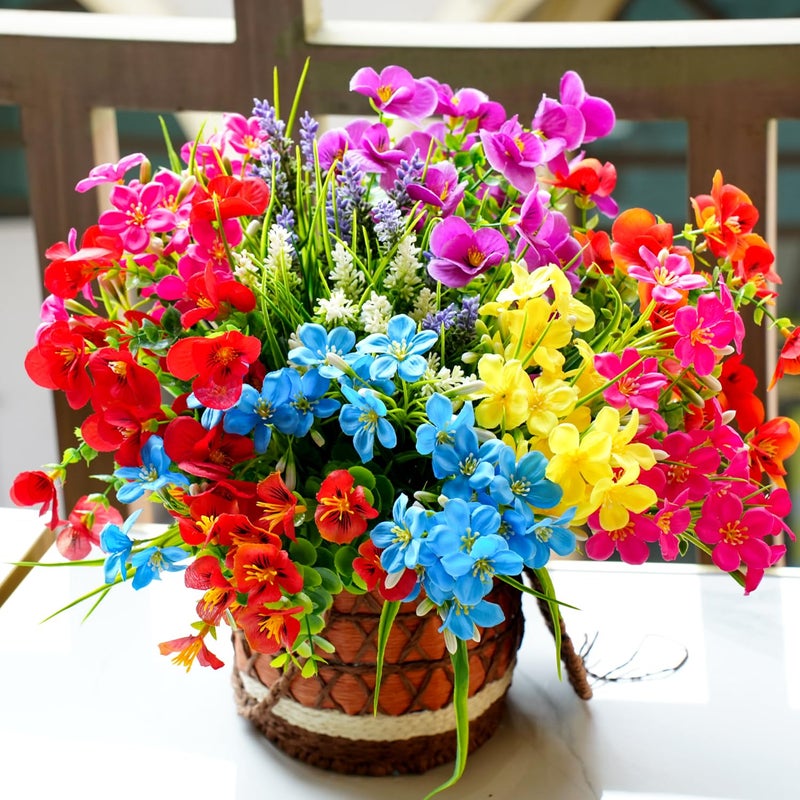 trytuny Artificial Flowers for Outdoor, 18 Bundle UV Resistant Fake Plants, Realistic Faux Silk Flowers for Outside Indoor Porch Patio Window Box Planter Home Decor - Image 1