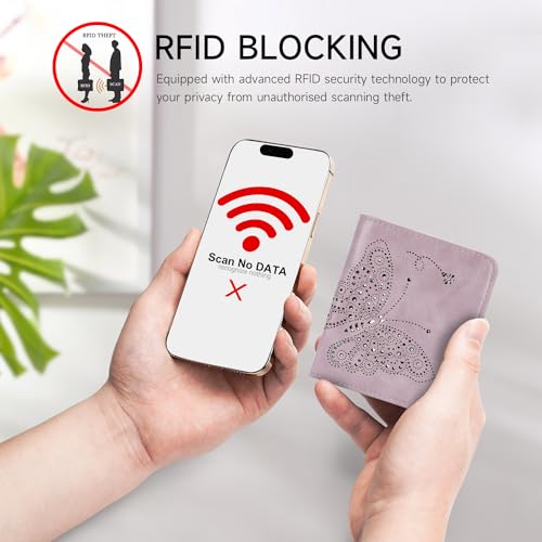 KITEVIUN Small RFID Wallet Women Ultra Thin Slim Womens Wallet Mini Compact Bifold Pocket Ladies Wallets for Women Purple - Image 5
