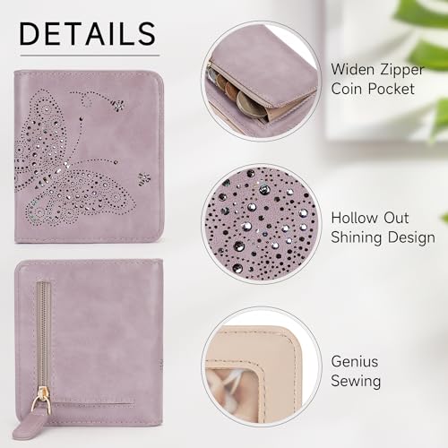 KITEVIUN Small RFID Wallet Women Ultra Thin Slim Womens Wallet Mini Compact Bifold Pocket Ladies Wallets for Women Purple - Image 4